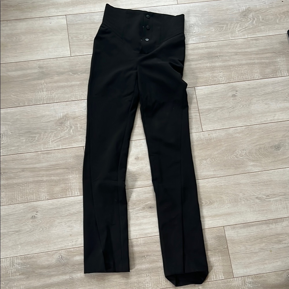 Zara High-Waisted Black Saddle Trousers